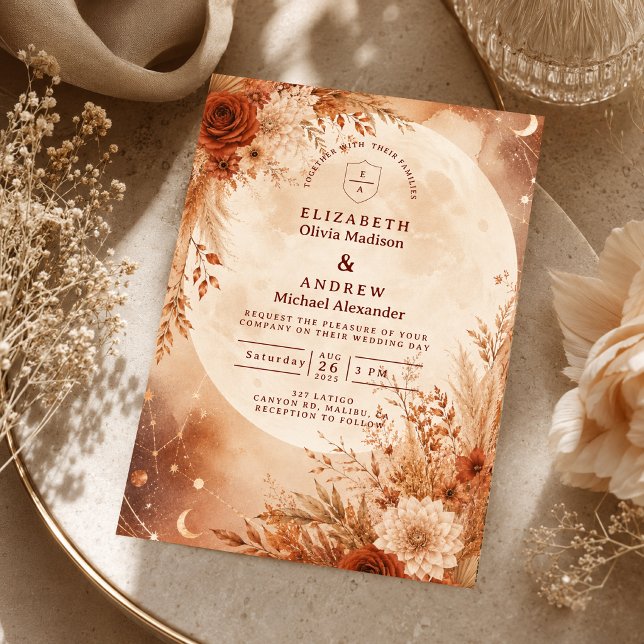 Convite Casamento Boho Outonal Etéreo (Criador carregado)
