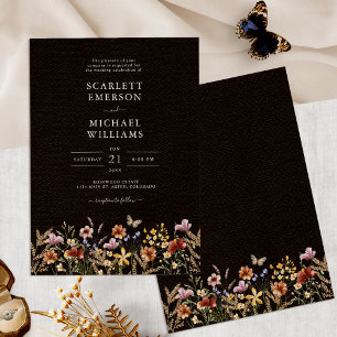 Convite Casamento Boho Preto