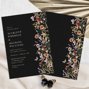 Convite Casamento Boho Preto Moderno