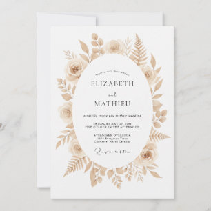 Convite Casamento Boho Refinado Bege