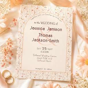 Convite Casamento Boho Romântico com Pêssegos e Creme