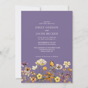 Convite Casamento Boho Selvagem Flor Silvestre Lavanda Out