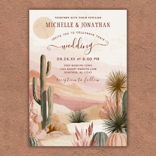 Convite Casamento Boho Sudoeste Deserto de Cacto Aquarela