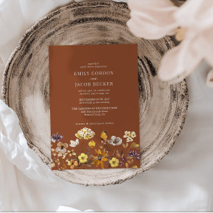 Convite Casamento Boho Terracota Flor Silvestre Caprichosa