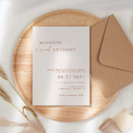 Convite Casamento Boho Terracota Moderno e Minimalista