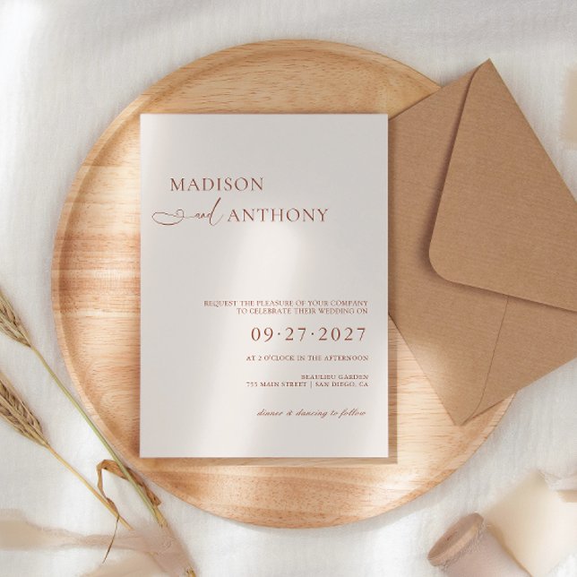 Convite Casamento Boho Terracota Moderno e Minimalista (Criador carregado)