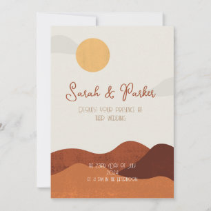 Convite Casamento Boho Terracota Pôr do Sol no Deserto