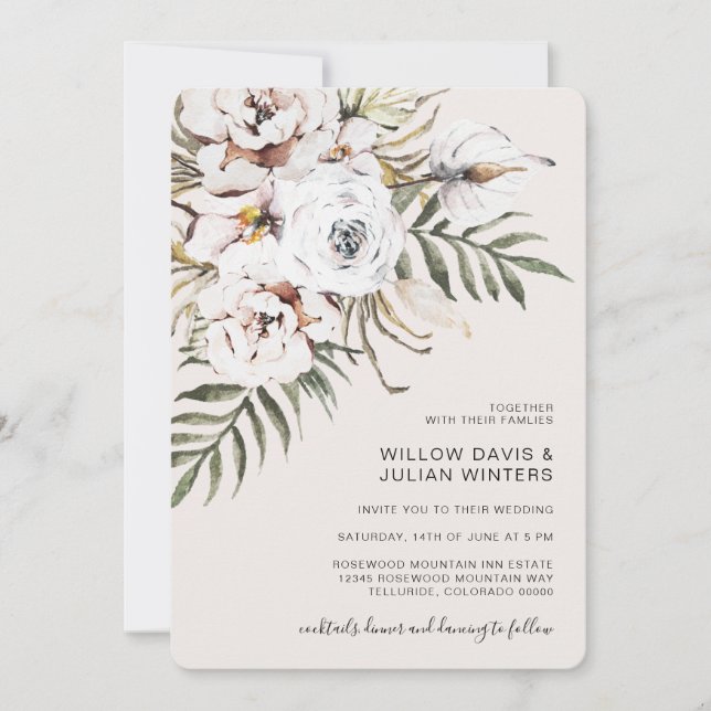 Convite Casamento Boho Tropical (Frente)