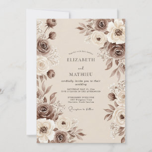 Convite Casamento Boho Vintage Marrom Sépia
