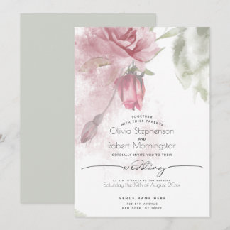 Convite CASAMENTO | Boho Watercolor Rosa e Mel Pintados e