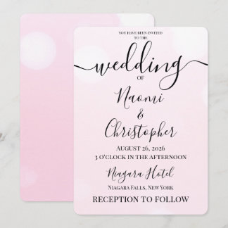 Convite Casamento Bokeh Rosa Suave Personalizado