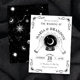Convite Casamento bola de cristal da lua mágica preta e br