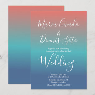 Convite Casamento Bold Gradiente Pôr do Sol Script
