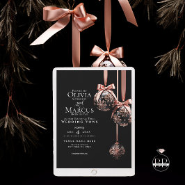 Convite CASAMENTO | Bolhas cor-de-rosa-inverno e Onyx