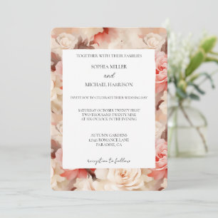 Convite Casamento bonito com Creme Rosa