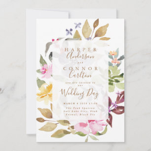 Convite Casamento bonito com Watercolor Elegante