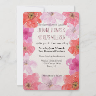 Convite Casamento Bonito de Aquarela Floral Rosa