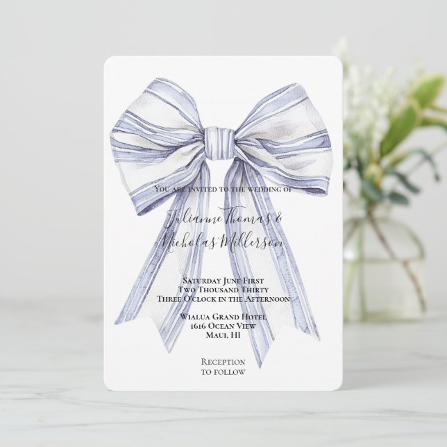 Convite Casamento bonito de Arco Branco Roxo (Em pé/Frente)