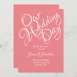 Convite Casamento bonito de Coral Floral Rosa