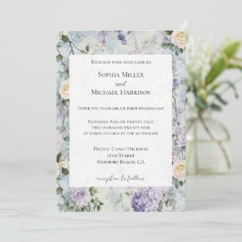 Convite Casamento bonito de Flores Brancas de Lavanda Roxa
