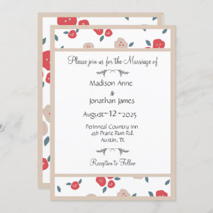 Convite Casamento Bonito Floral Simples