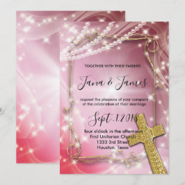 Convite Casamento bonito Pearl Rosa