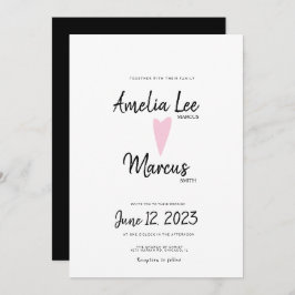 Convite Casamento Bonito Simples de Script Branco Branco