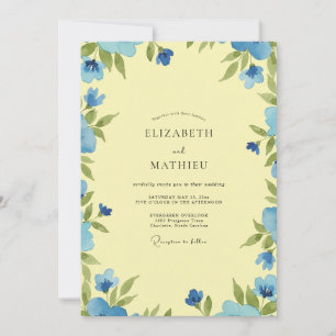 Convite Casamento Borboleta Eucalipto Folhagem Periwinkle