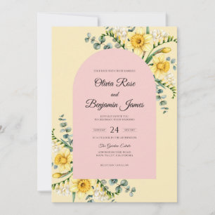 Convite Casamento Borboleta Flor de Girassol Eucalipto