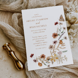 Convite Casamento Borboleta Floral de Flor Silvestre Boho
