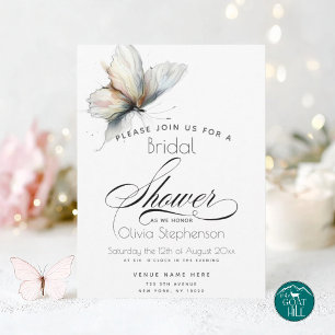 Convite Casamento Borboletas Pastel Abstratas Elegantes