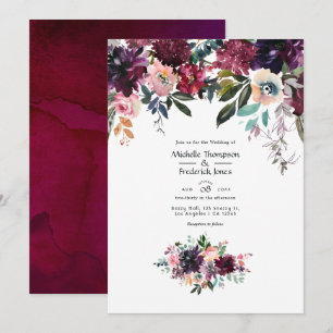 Convite Casamento Bordeaux Wine Colorways
