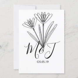 Convite Casamento Botânica Arte Floral Minimalista