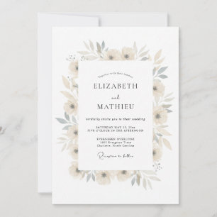 Convite Casamento Botânico Aéreo Creme