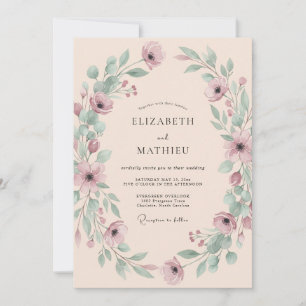Convite Casamento Botânico Aéreo Rosa