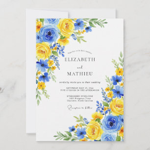 Convite Casamento Botânico Alegre Azul Centáurea