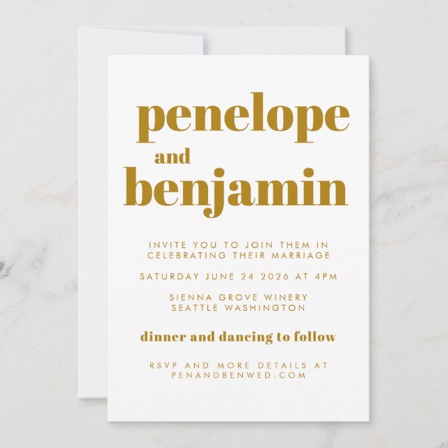 Convite Casamento Botânico All-in-One da Groovy Retro 70s (Frente)