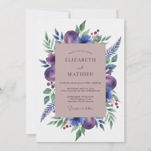 Convite Casamento Botânico Aquarela de Ameixa