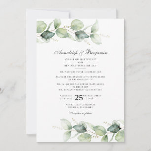 Convite Casamento Botânico Aquarela de Eucalipto