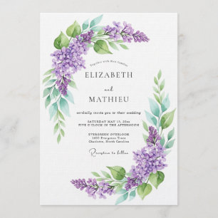 Convite Casamento Botânico Aquarela Lavanda