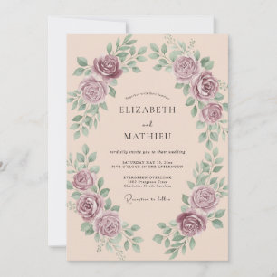 Convite Casamento Botânico Arejado Rosa Velho