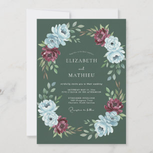 Convite Casamento Botânico Artístico Verde Floresta