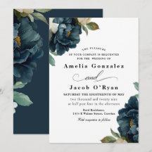 Casamento Botânico Azul-Marinho Elegante 