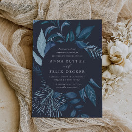Convite Casamento Botânico Azure Blue
