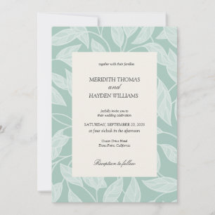 Convite Casamento botânico boêmio azul costeiro