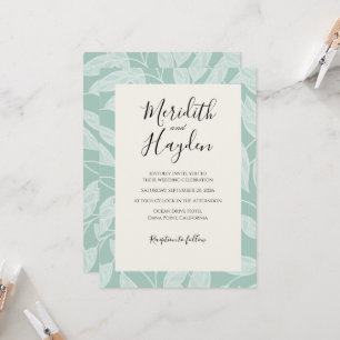 Convite Casamento botânico Boho azul