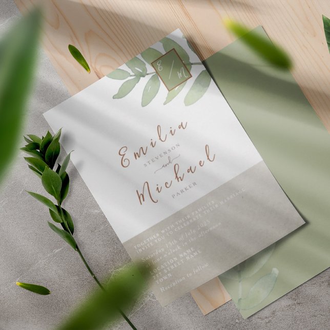 Convite Casamento Botânico Boho Greenery (Criador carregado)