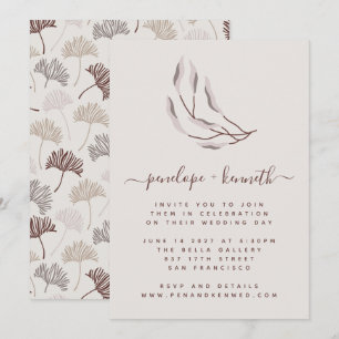 Convite Casamento Botânico Boho Nature Burgundy e Taupe