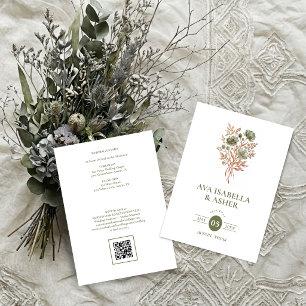 Convite Casamento Botânico Boho Rústico Posy Sage TLW26