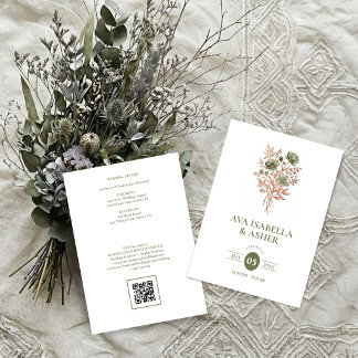 Convite Casamento Botânico Boho Rústico Posy Sage TLW26